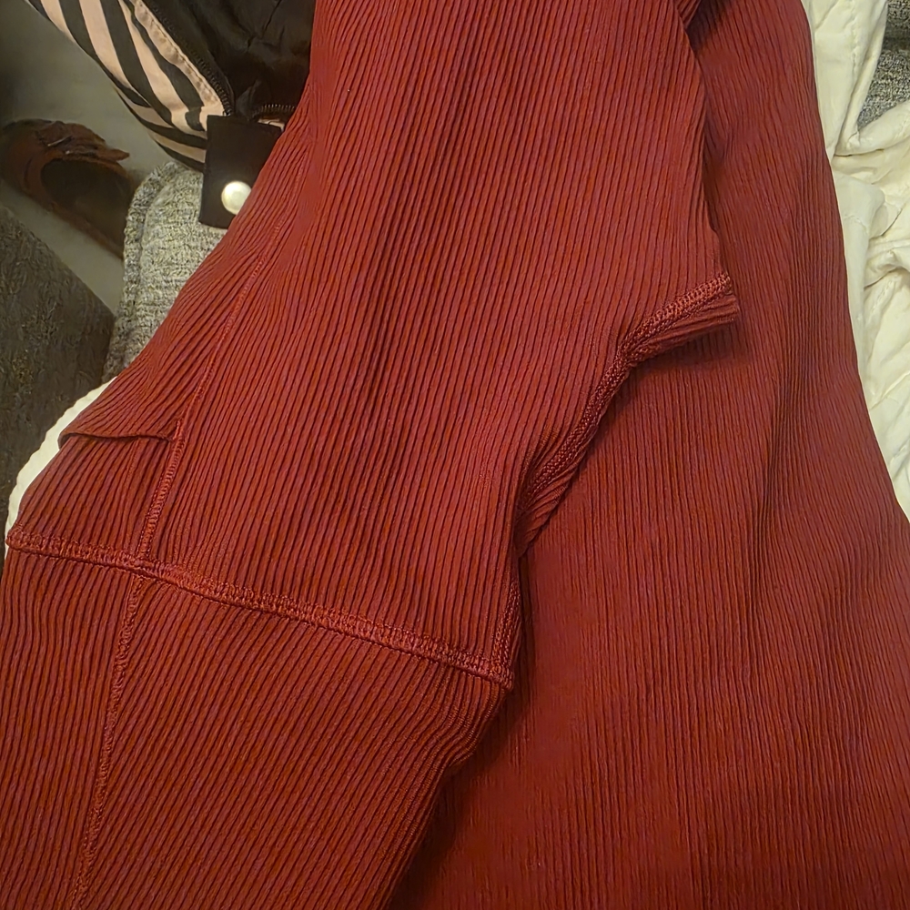 Athleta Red Ribbed Athletic Pants